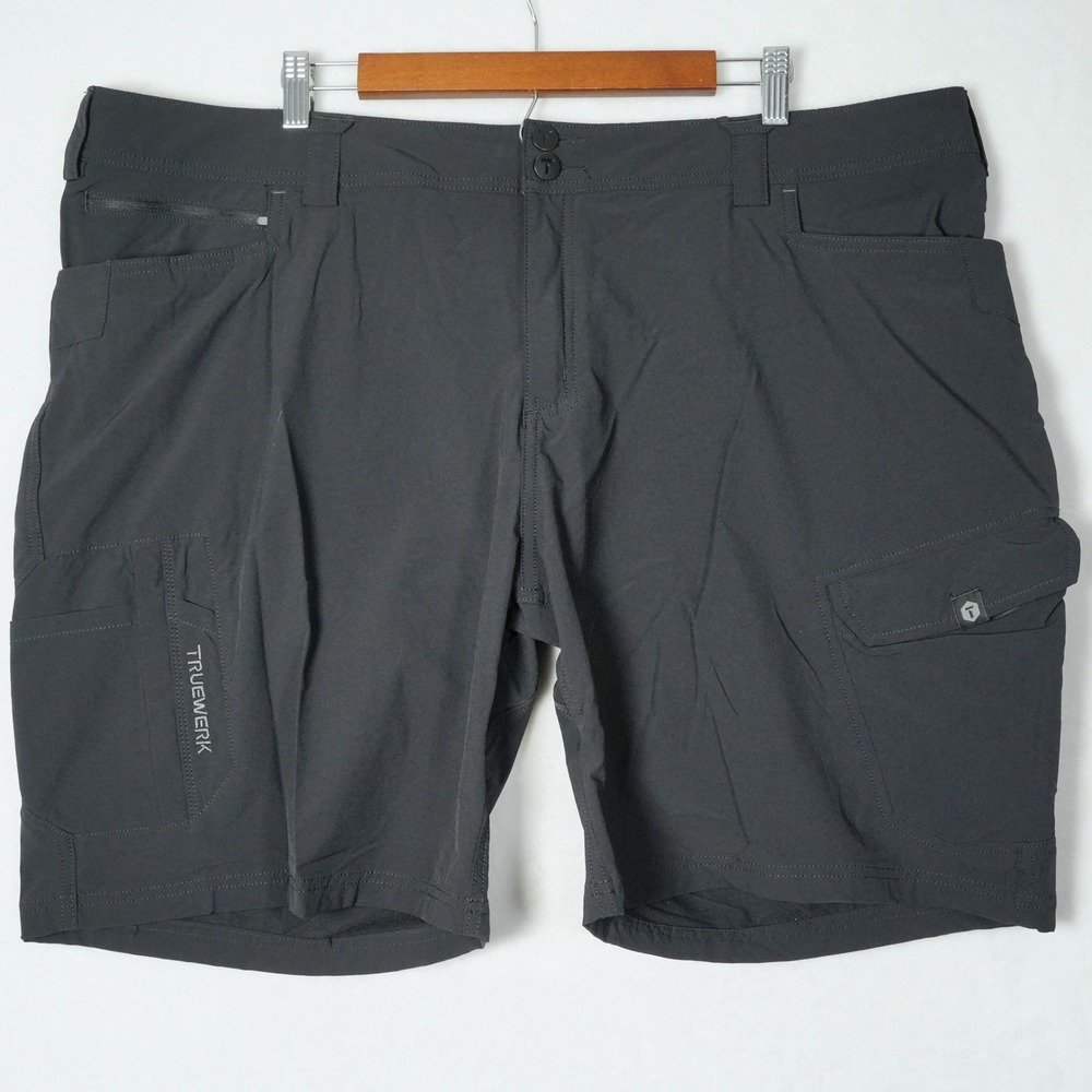 Truewerk T1 Werkshort Mens 44W 9L Dark Gray Technical Work Cargo Shorts Stretch